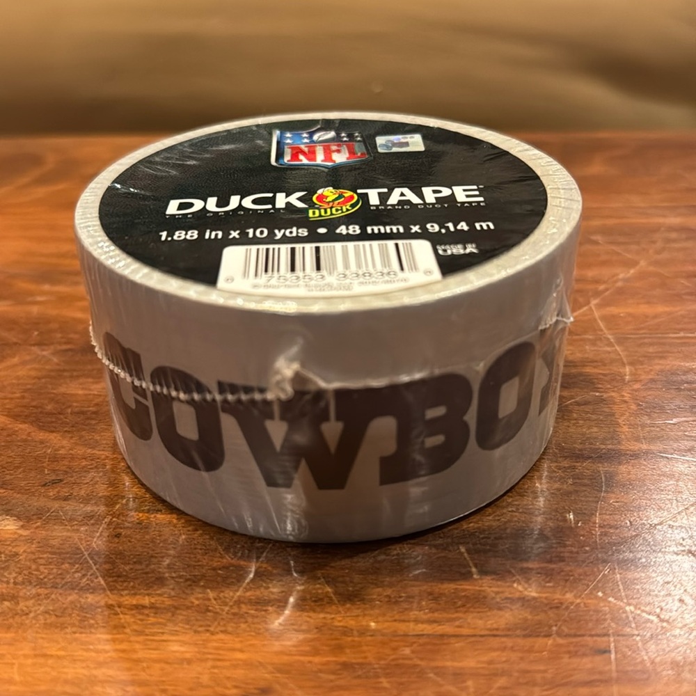 NEW NIP NFL Dallas Cowboys Duck Tape  Silver Blue 10 yrd 1.88” Hologram Football